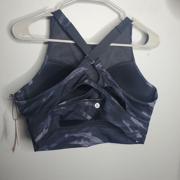 NWT Victoria's Secret Sport XXL Black Blue Abstract Marble Print Sports Bra - Picture 8 of 16